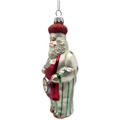 Patricia Breen Sunnyside Up Santa Red Apron Striped Star Christmas Ornament 9841