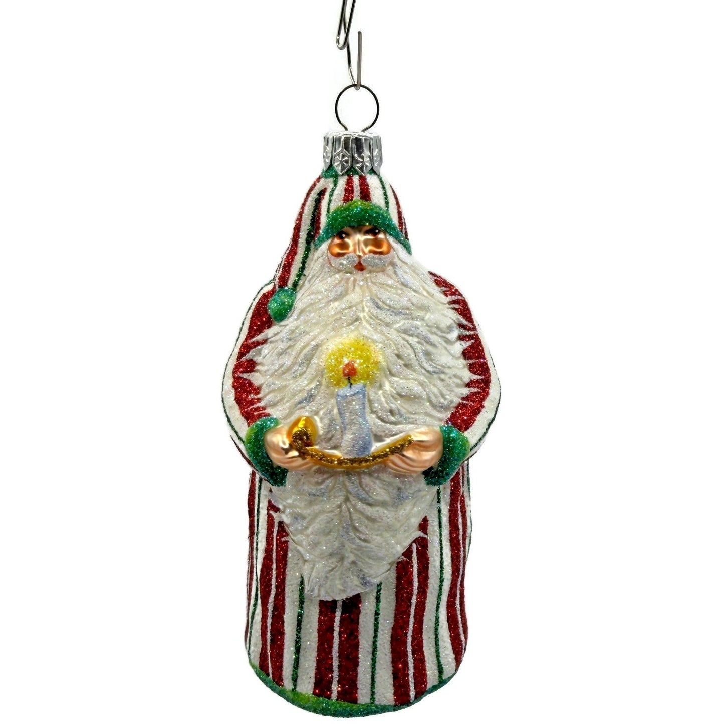 Patricia Breen Light A Single Candle Striped Santa Claus Christmas Tree Ornament