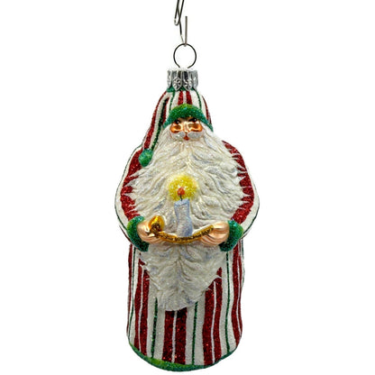 Patricia Breen Light A Single Candle Striped Santa Claus Christmas Tree Ornament