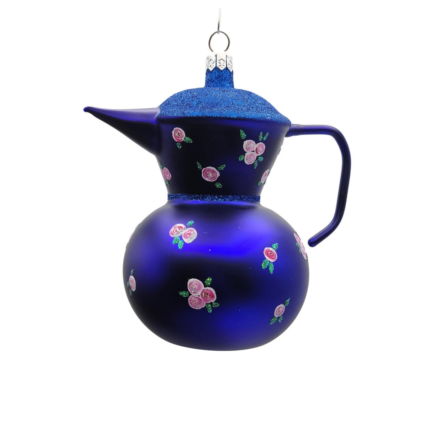 Patricia Breen Sweet Cream Colbalt Blue Glittered Top Spring Christmas Ornament