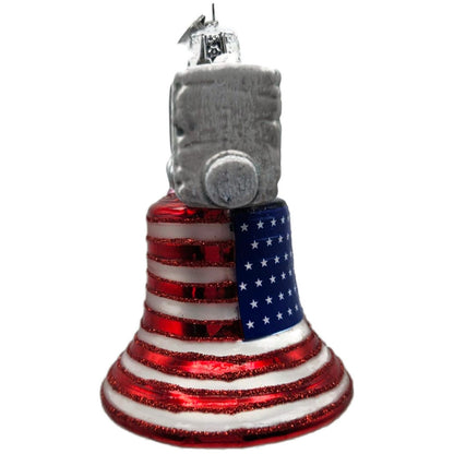 Liberty Bell Patriotic July 4th Christmas Ornament Kurt Adler Noble Gems Red