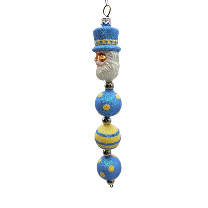 Patricia Breen Kinetic Icicle Blue Yellow Polka Dot Santa Easter Ornament 2326