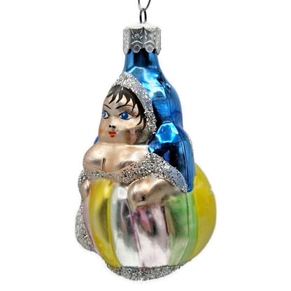 Christopher Radko Munchkin Fat Lady Striped Glass Christmas Ornament 90-035-1
