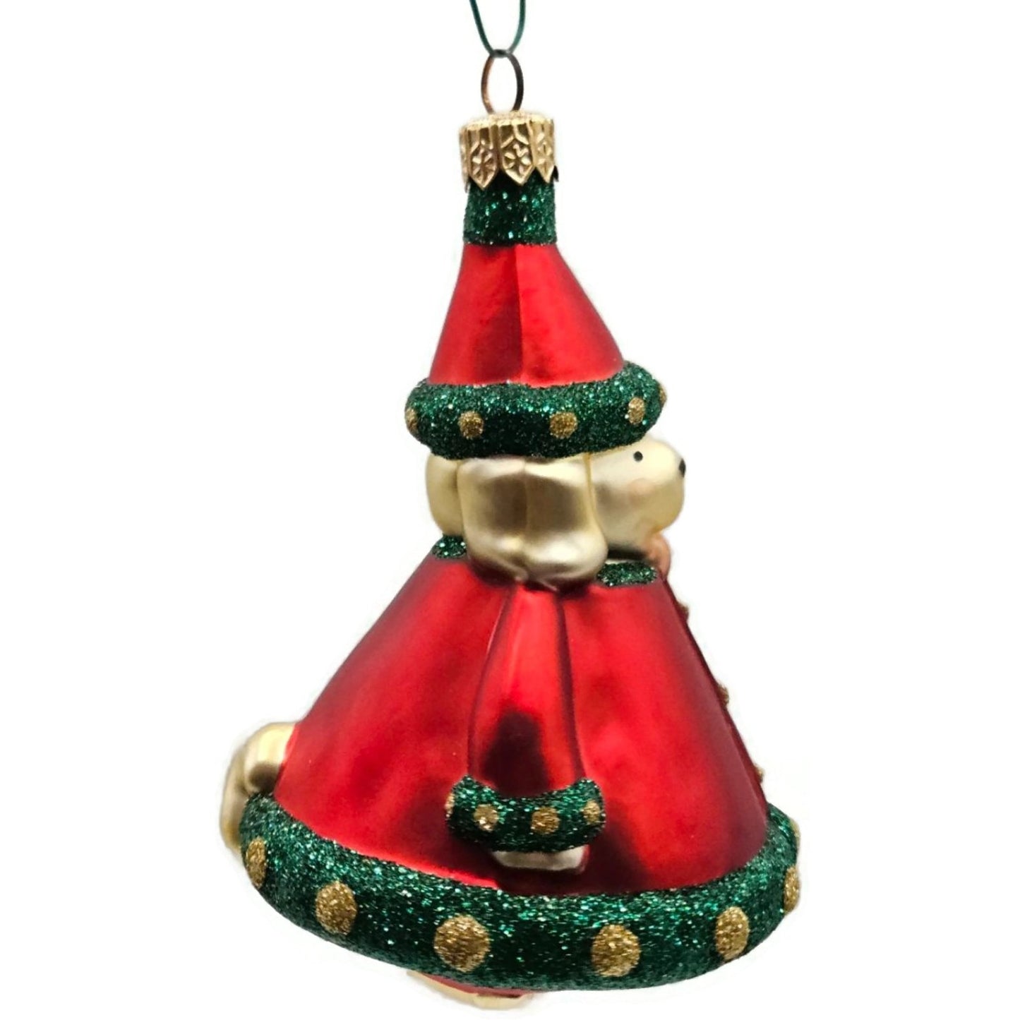 Patricia Breen Santas Helper Red Glittered Dotted Gold Christmas Tree Ornament