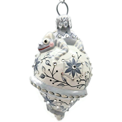 Patricia Breen Topping Chameleon Chinoiserie Graphite Spring Christmas Ornament