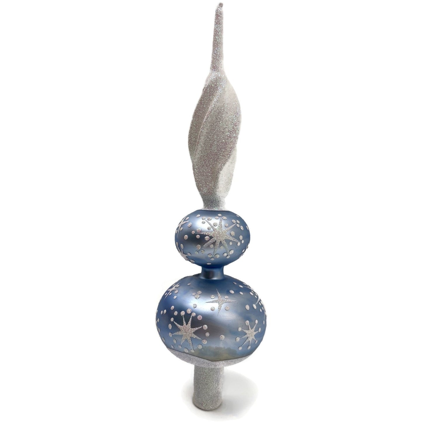 Patricia Breen Miniature Snowman Finial Blue Matte Snow Christmas Tree Topper
