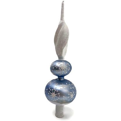 Patricia Breen Miniature Snowman Finial Blue Matte Snow Christmas Tree Topper