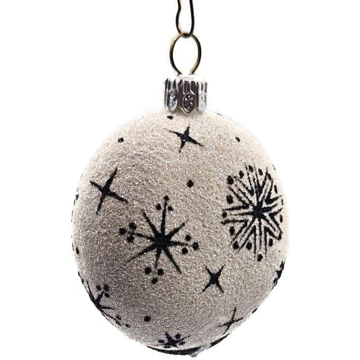 Patricia Breen Nicholas Medallion Black White Snowflakes Christmas Tree Ornament