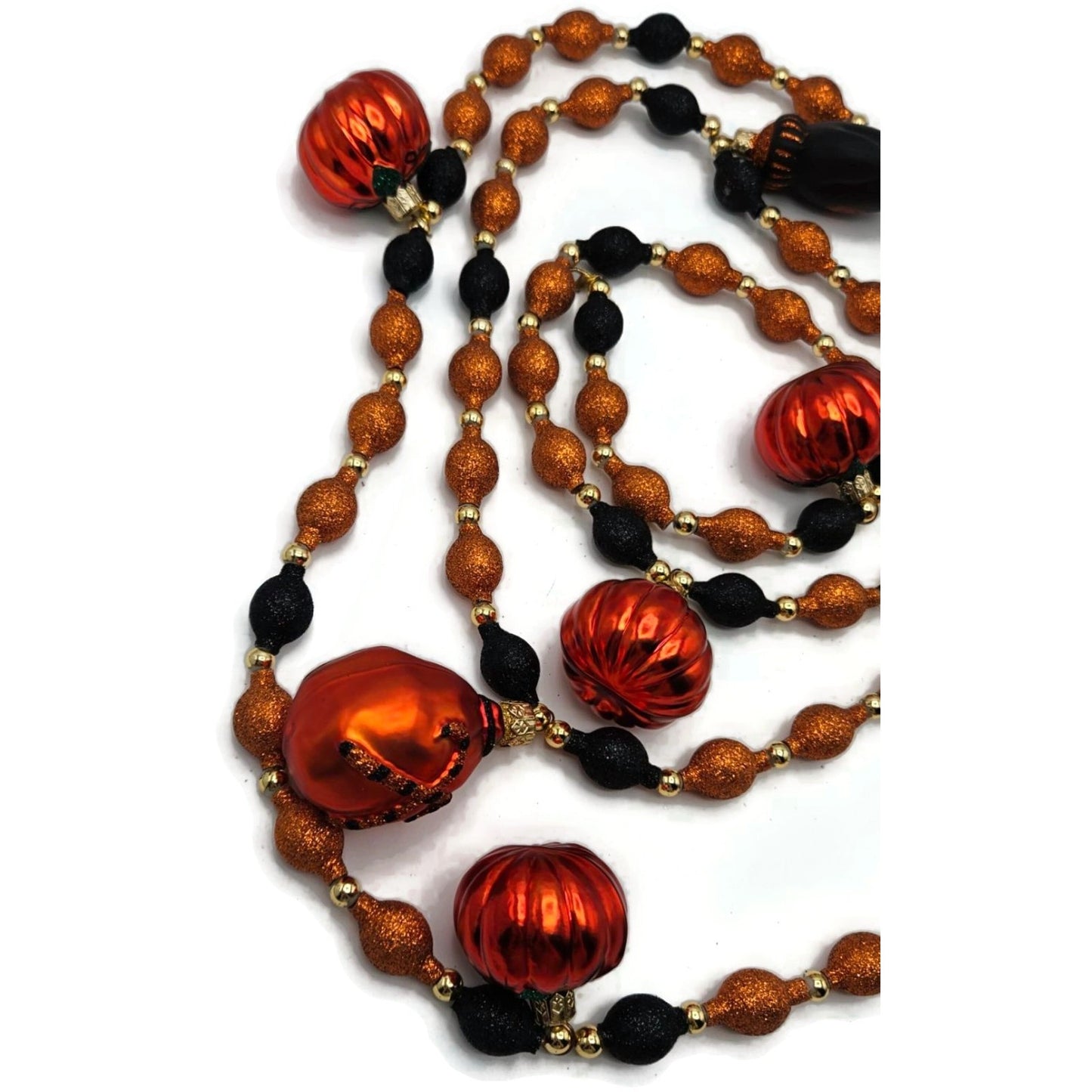 Patricia Breen Halloween Garland Pumpkins Mittens Glass Glitter OOAK 2000CO
