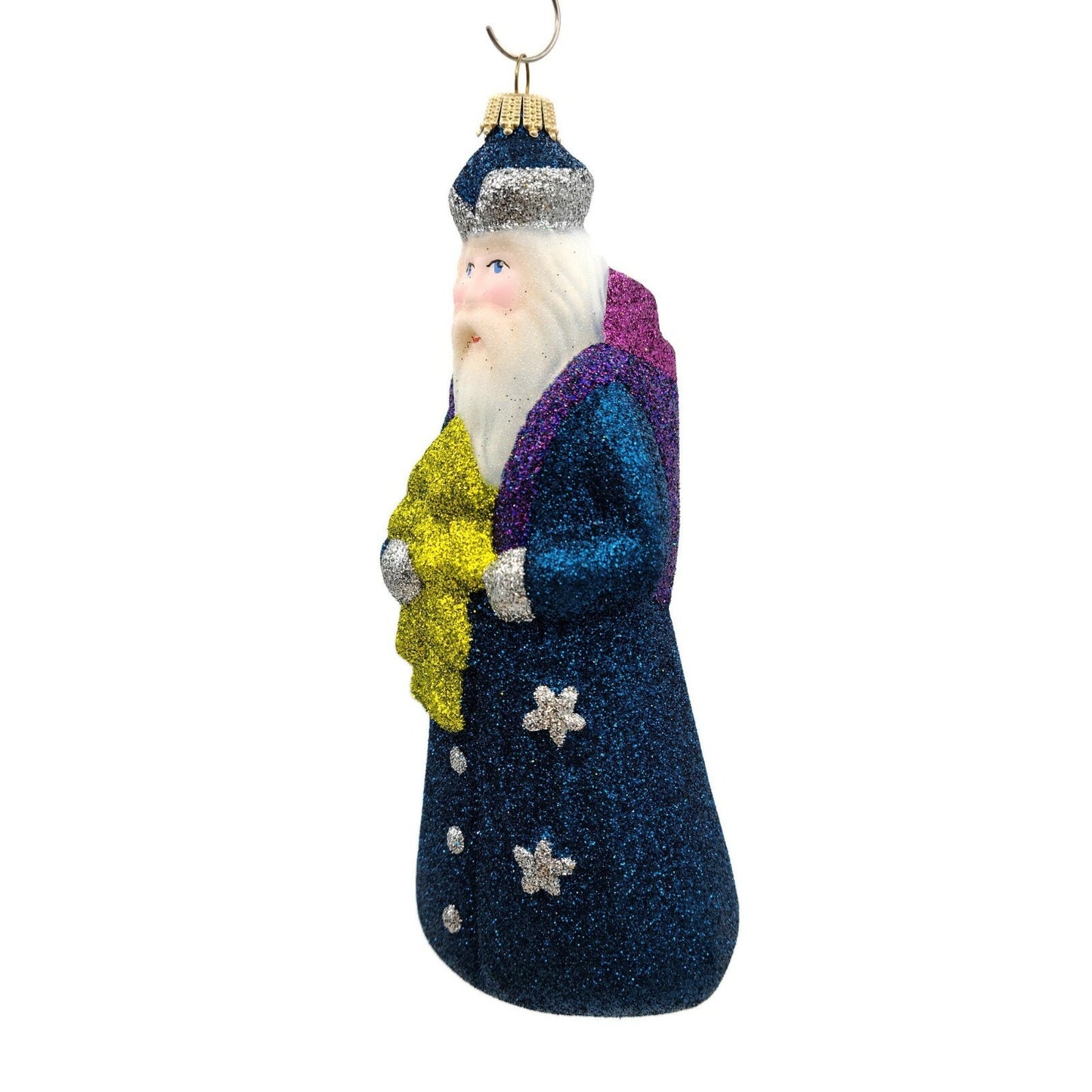 Larry Fraga Sapphire Santa Glitter Series Glittered Christmas Holiday Ornament