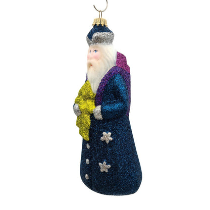 Larry Fraga Sapphire Santa Glitter Series Glittered Christmas Holiday Ornament