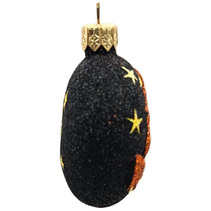 Patricia Breen Salem Medallion Black Yellow Moon Glass Halloween Ornament 2212