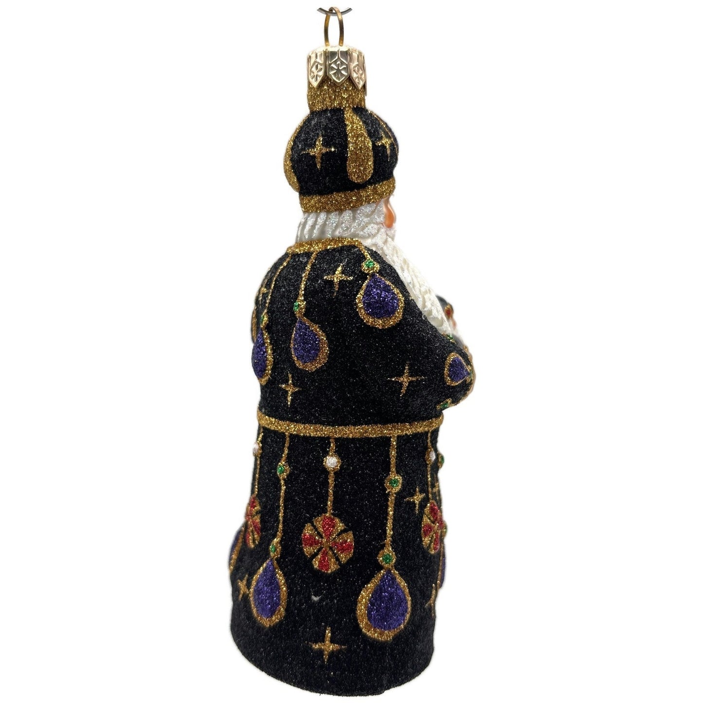 Patricia Breen Bedecked Bejeweled Santa Black Purple Christmas Ornament 2200NM