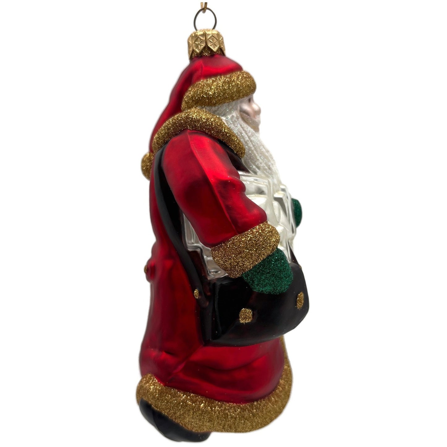 Patricia Breen Through The Rain and Snow Red Matte Santa Christmas Tree Ornament