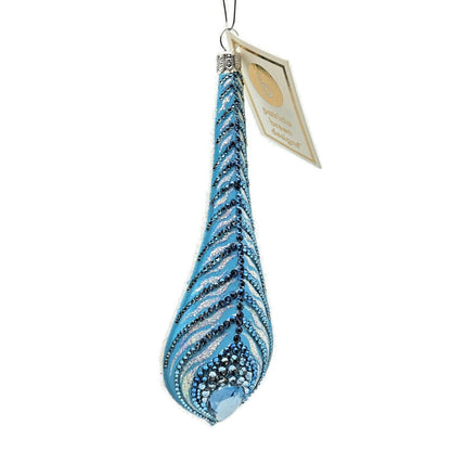 Patricia Breen La Plume Turquoise Silver Fantasy Feather Christmas Tree Ornament
