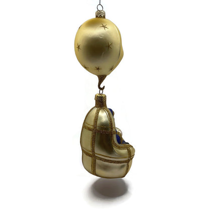 Patricia Breen Checking His List Gold Santa Blue Coat Christmas Ornament 9806