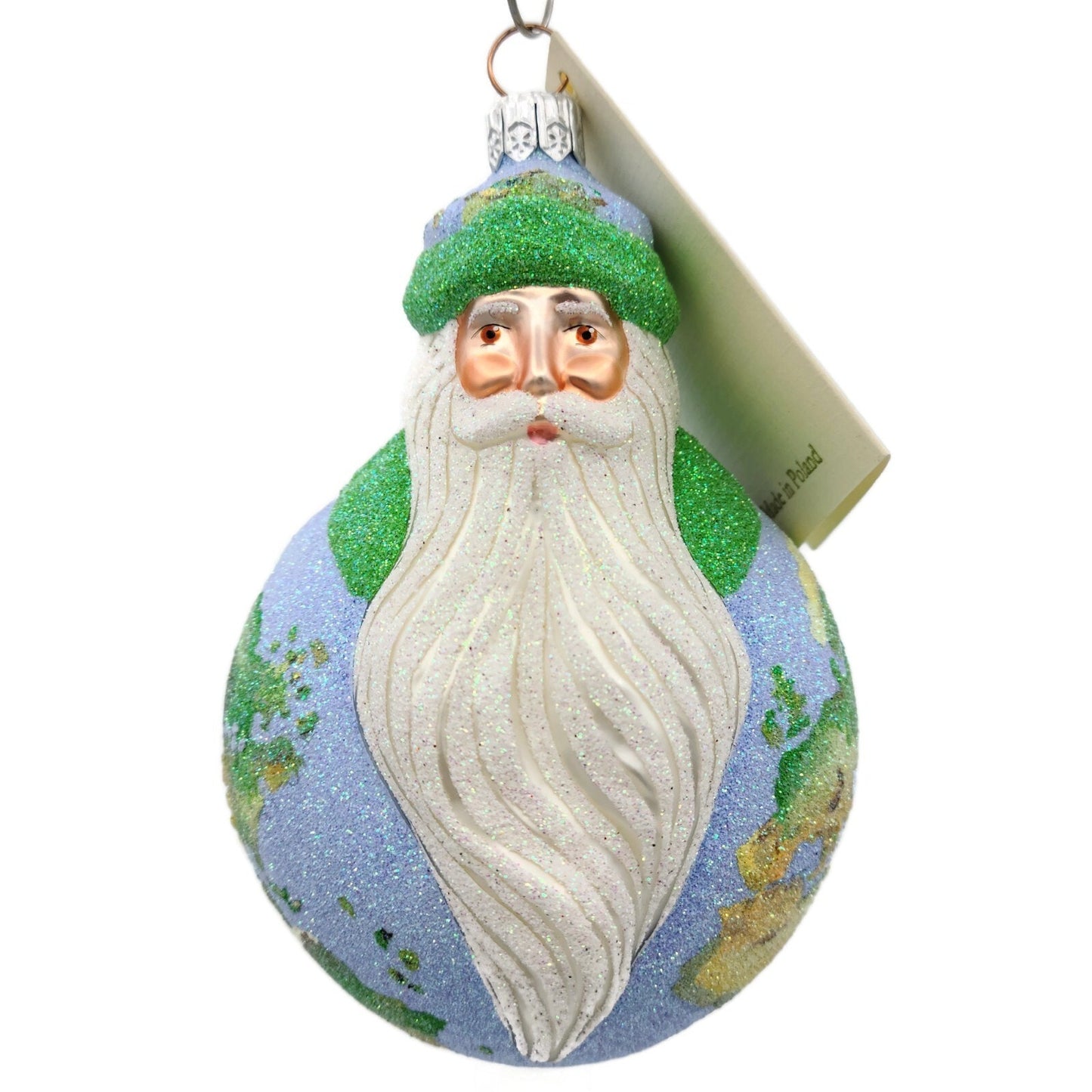 Patricia Breen Ornament Santa du Monde Globe Earth Christmas Holiday Glittered
