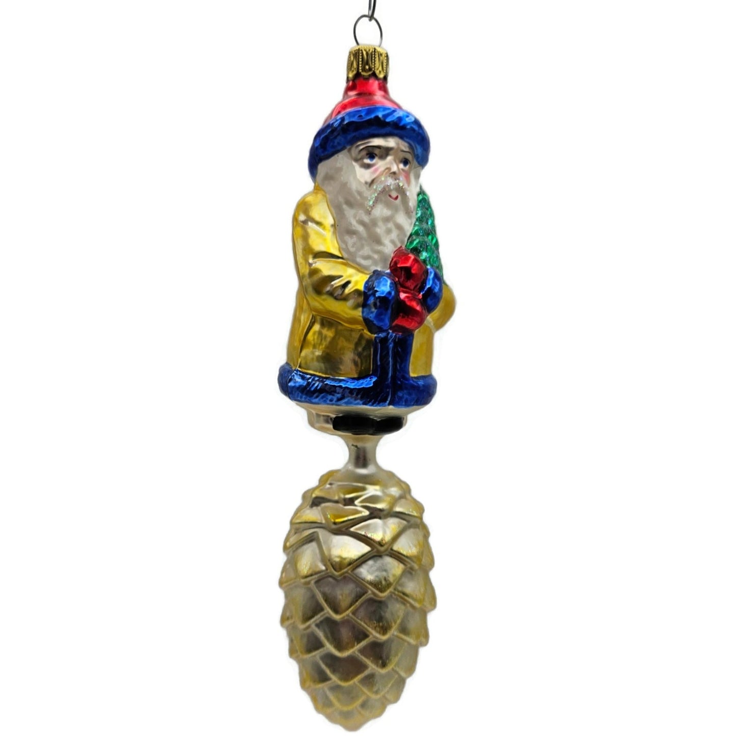 Christopher Radko Pine Cone Santa Bavarian Drop Christmas Tree Ornament 93-142-0