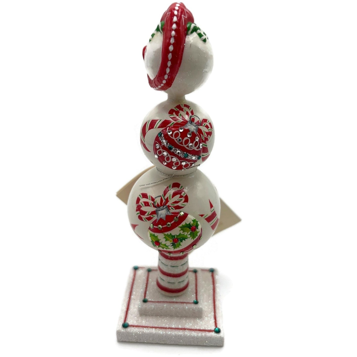 Patricia Breen Miniature Chameleon Finial Red White Jeweled Christmas Decoration
