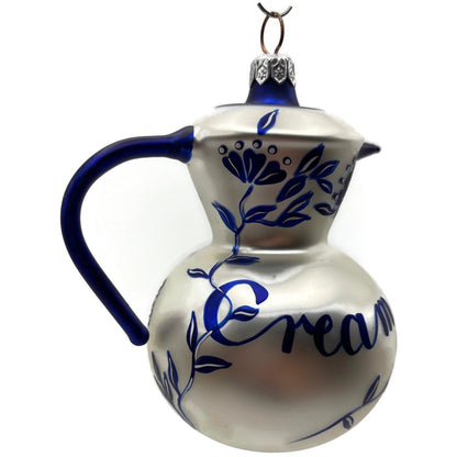 Patricia Breen Sweet Cream Pearl Flower Blue Spout Spring Christmas Ornament