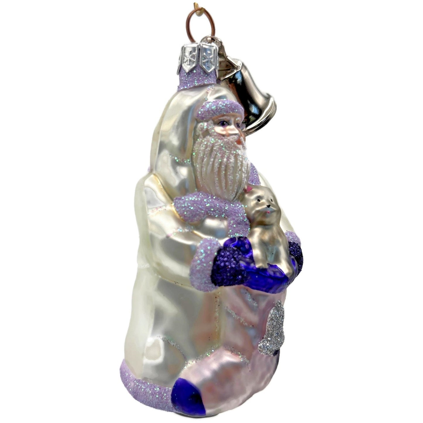 Patricia Breen Santa With Kitten Bell Lavender Complimentary Christmas Ornament