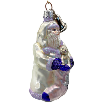 Patricia Breen Santa With Kitten Bell Lavender Complimentary Christmas Ornament