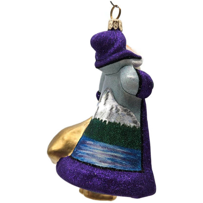 Glitterazzi Portland Santa Roses Joy To The World Glass Christmas Tree Ornament