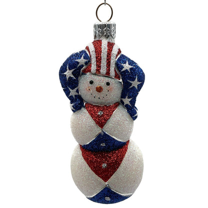 Patricia Breen Harlequin Snowman Patriotic Stars Stripe Christmas Tree Ornament