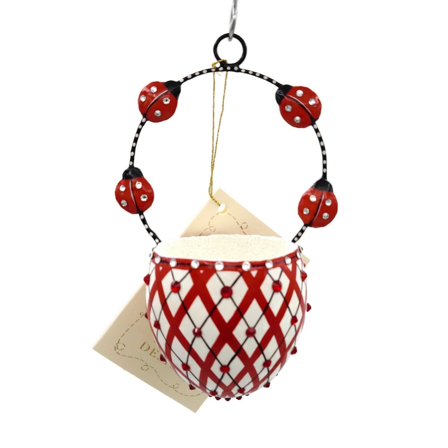 Patricia Breen Spring Basket Ladybugs Red Polka Dot Jeweled Holiday Ornament