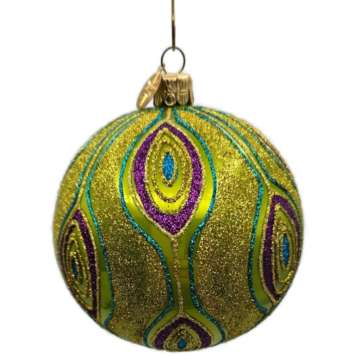 Christopher Radko Golden Peacock Purple Green Christmas Tree Ornament 1013838