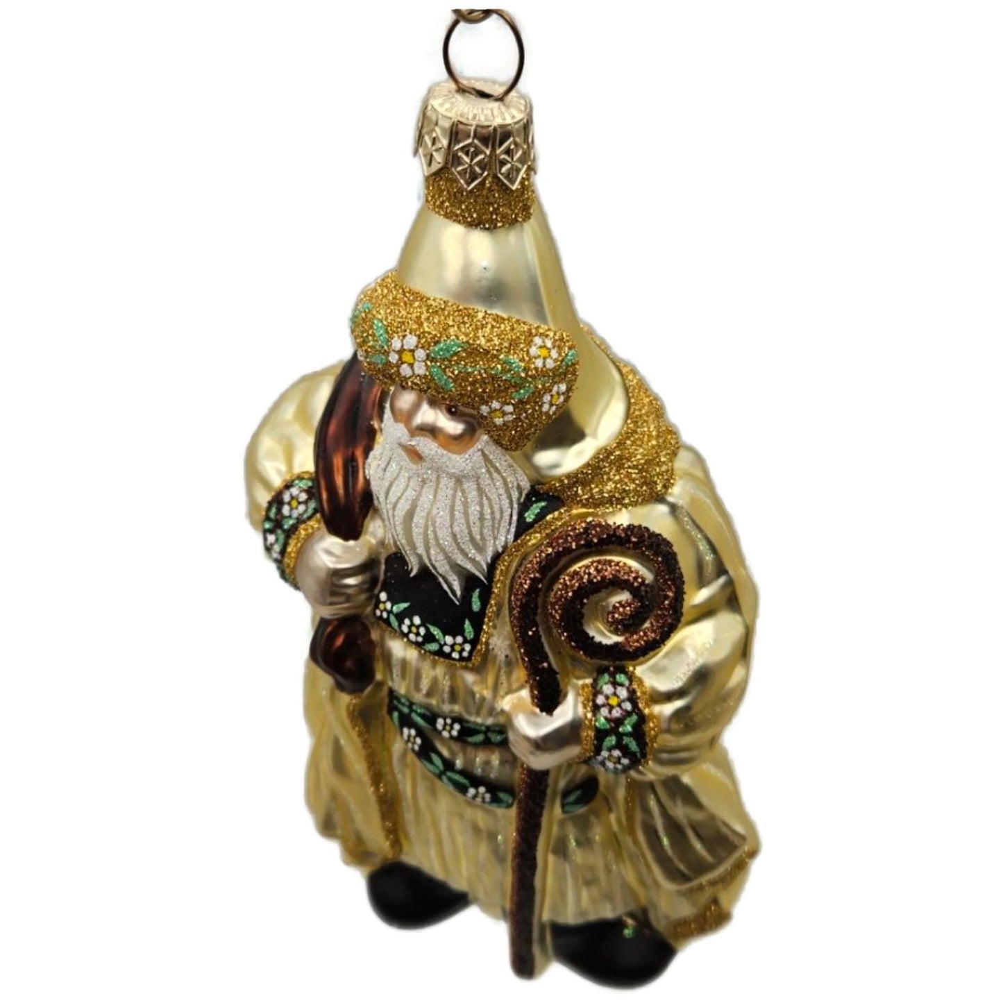 Patricia Breen Van Mourik Santa Gold Brown Flowers Fall Christmas Tree Ornament