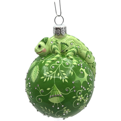 Patricia Breen Happy Holidays Hamish Verdant Green Chameleon Christmas Ornament
