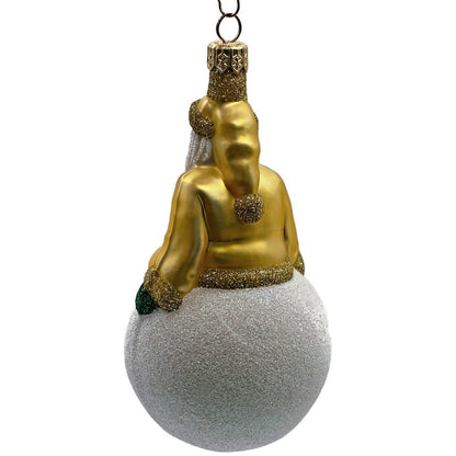 Patricia Breen Snowbound Santa Claus Gold Pearl Snowball Christmas Tree Ornament