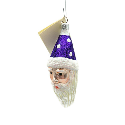 Patricia Breen Faux Fur Santa Purple Plum Polka Dots Christmas Tree Ornament