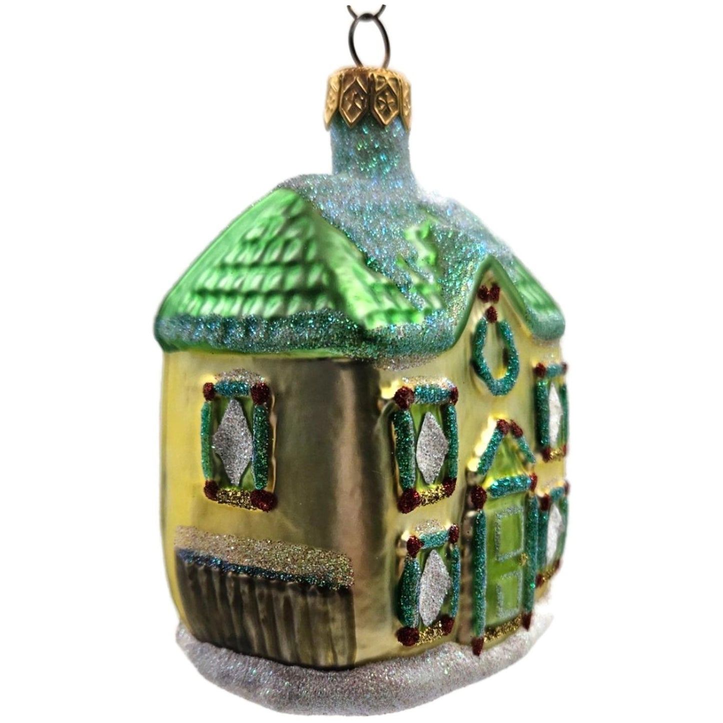 Patricia Breen Garland House Gold Green Roof Pine Christmas Ornament Milaegers