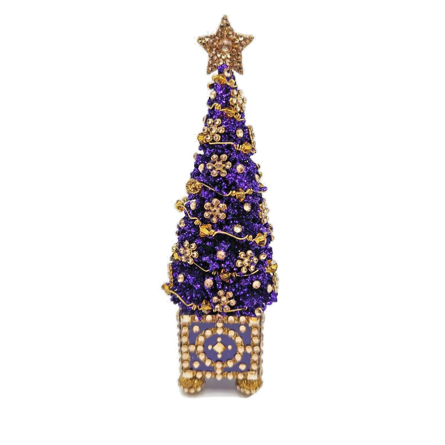 Patricia Breen Arbre de Noël Purple Gold Jeweled Holiday Christmas Tree Ornament