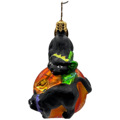 Christopher Radko Cat O'Lantern Gem Orange Pumpkin Halloween Ornament 01-0851-0