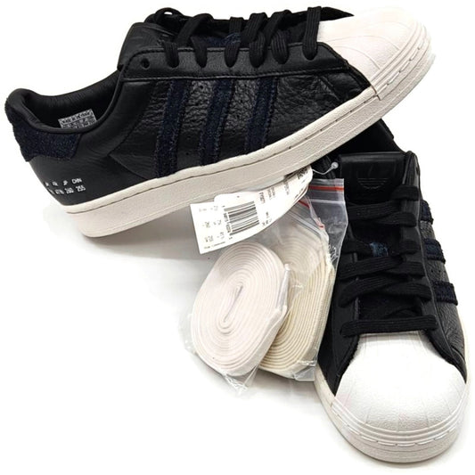 Adidas Superstar Black Leather Shoes Ladies Size 8 Shell Toe FY0071 Extra laces