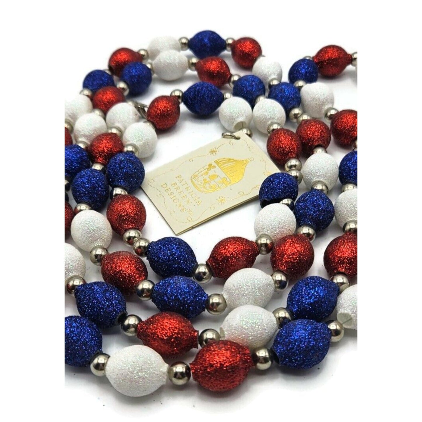 Patricia Breen Garland 2 Decorate Red White Blue Patriotic Christmas Bead Decor