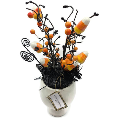 Mackenzie Childs Boo Arrangement Halloween Candy Corn Pumpkin Skull Figurine