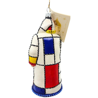 Patricia Breen De Stijl Santa Red Yellow Blue Art Crystals Christmas Ornament