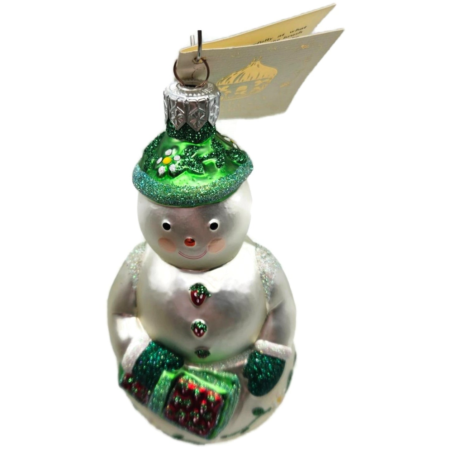 Patricia Breen Strawberry Snowman Flowers Fruit White Christmas Tree Ornament NM