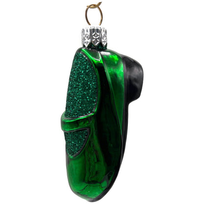 Patricia Breen Little Ones Shoe Green Silver Buckle Christmas Tree Ornament NM