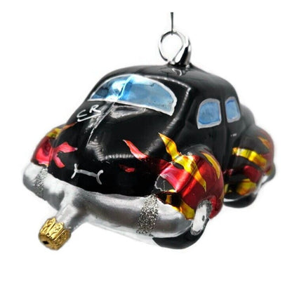 Christopher Radko Hot Wheels Black Hot Rod Car Christmas Tree Ornament 98-1420