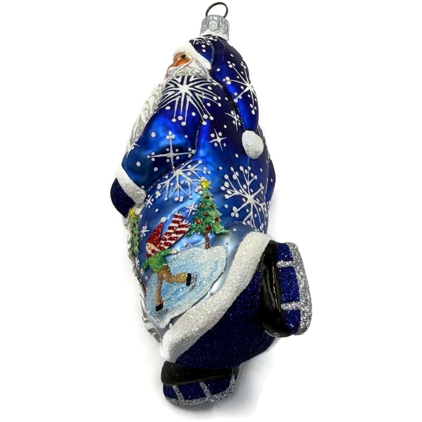 Patricia Breen Off to the Pond Skating Santa Snowflakes Christmas Ornament 2433