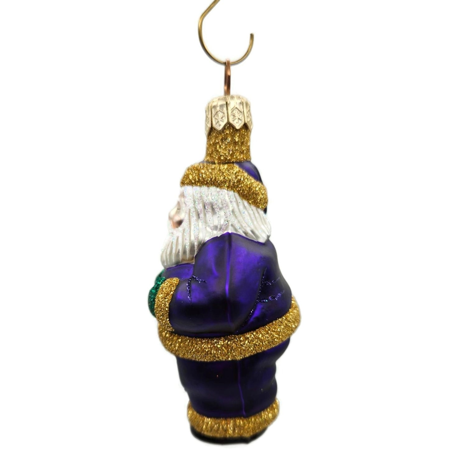 Patricia Breen Miniature HO HO HO Purple Santa Claus Christmas Tree Ornament