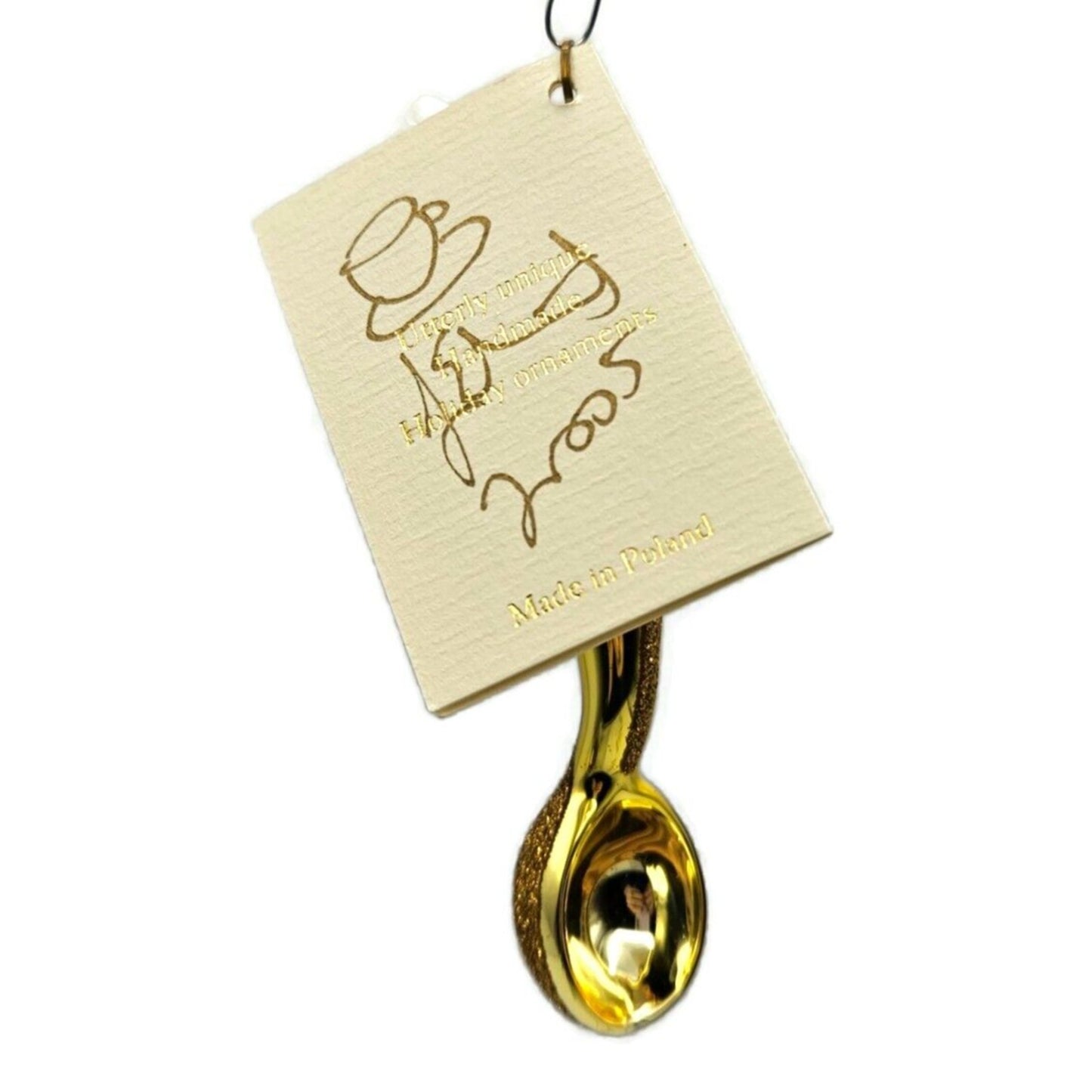 Patricia Breen One Lump or Two Gold Sugar Spoon Christmas Holiday Ornament OOAK