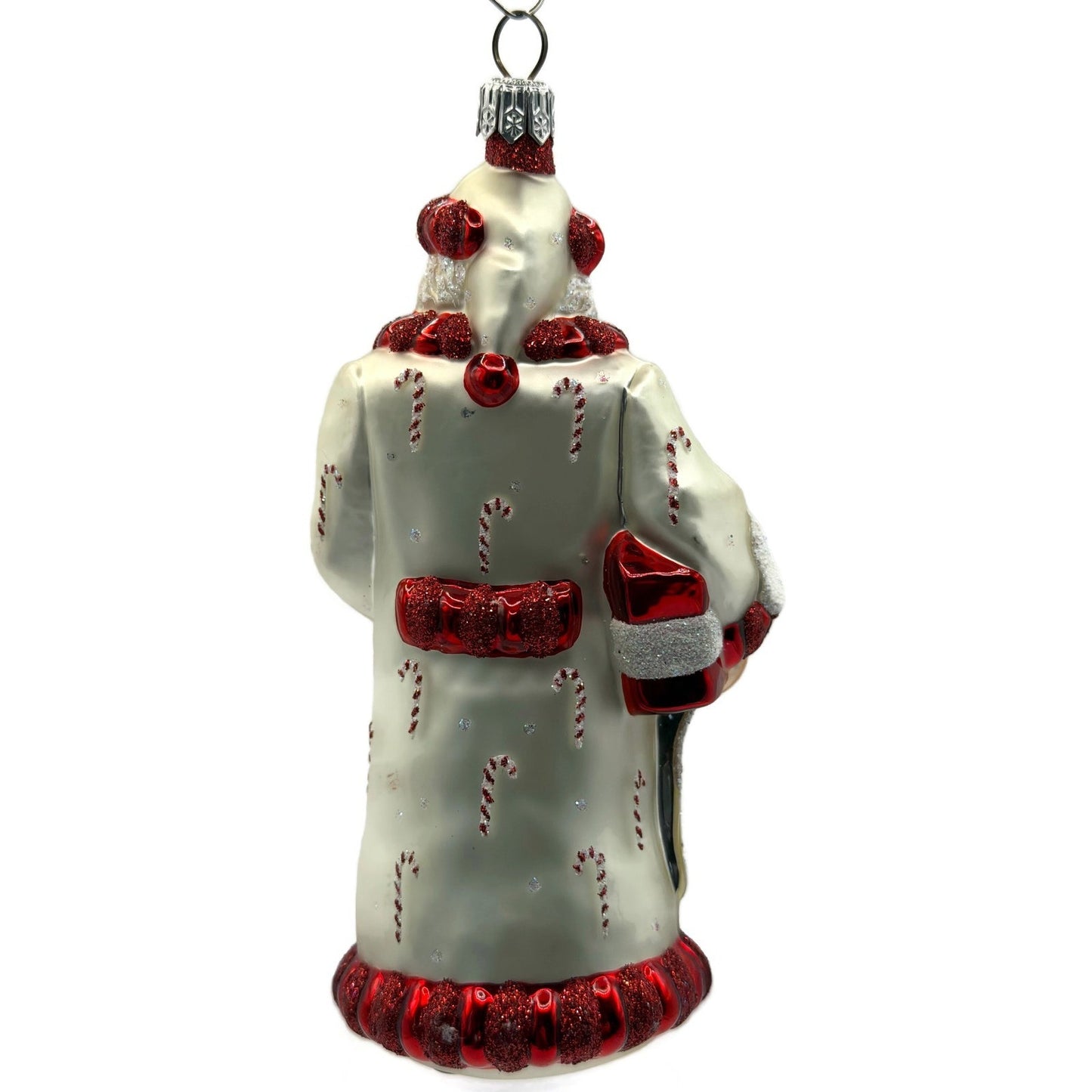 Patricia Breen Candy Cane Claus Red Matte Santa Present Christmas Ornament 2105