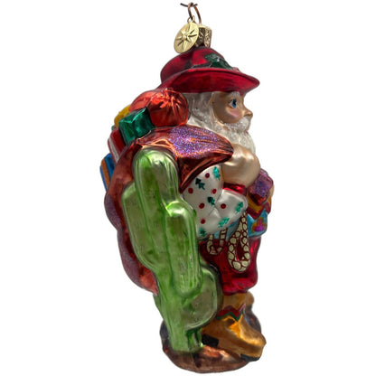 Christopher Radko Cowboy Santa Boots Christmas Tree Ornament Glass 00-QVC-2