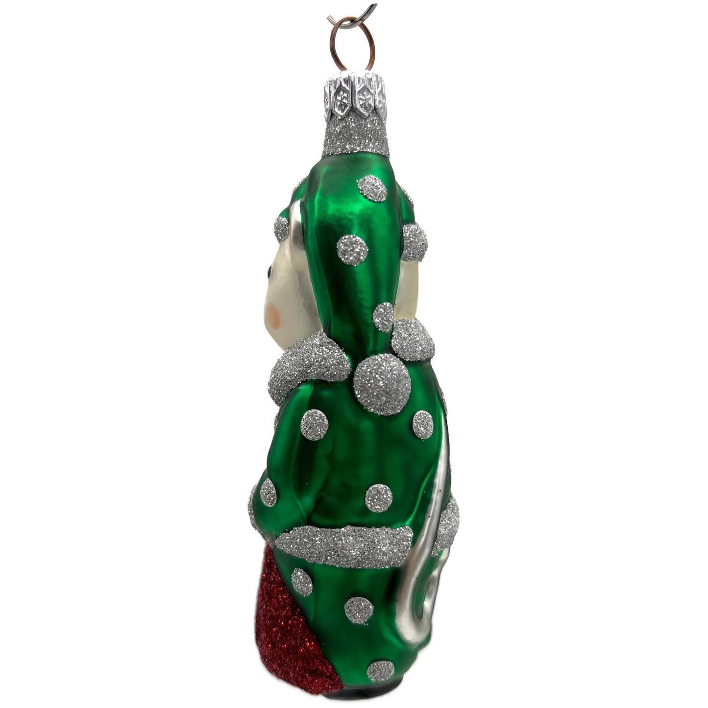 Patricia Breen Festive Mouse Green Silver Dots Christmas Tree Ornament
